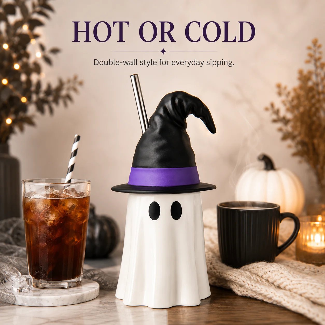 👻🧙 Spooky Witch-Hat Ghost Tumbler
