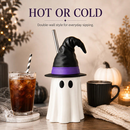 👻🧙 Spooky Witch-Hat Ghost Tumbler
