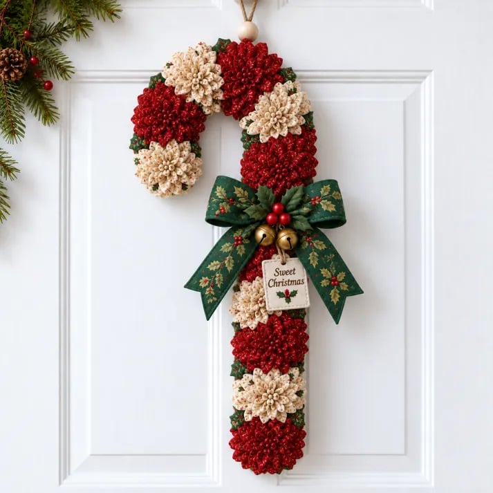 🎄✨Christmas Fabric Flower Door Hanging DIY Kit – Layered Holiday Décor(📦Buy 2 Free Shipping)
