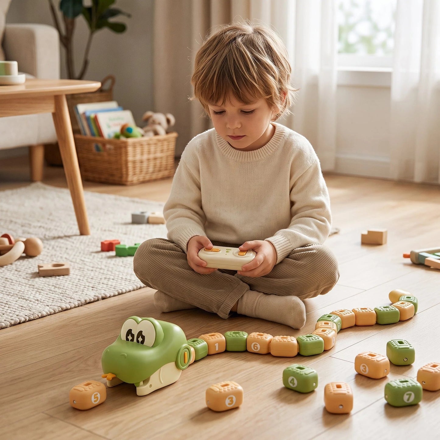 🐍🧲 Remote-Controlled Magnetic Feeding Snake Game – Chase, Collect & Play