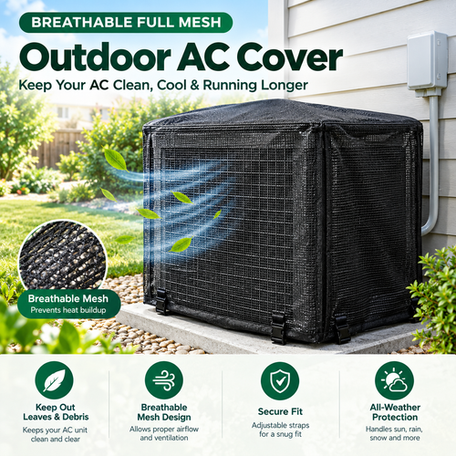 ❄️🍂 Heavy-Duty Mesh AC Cover – All-Season Outdoor Protection