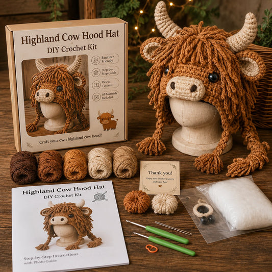 🐮 Animal Hood Hat DIY Crochet Kit