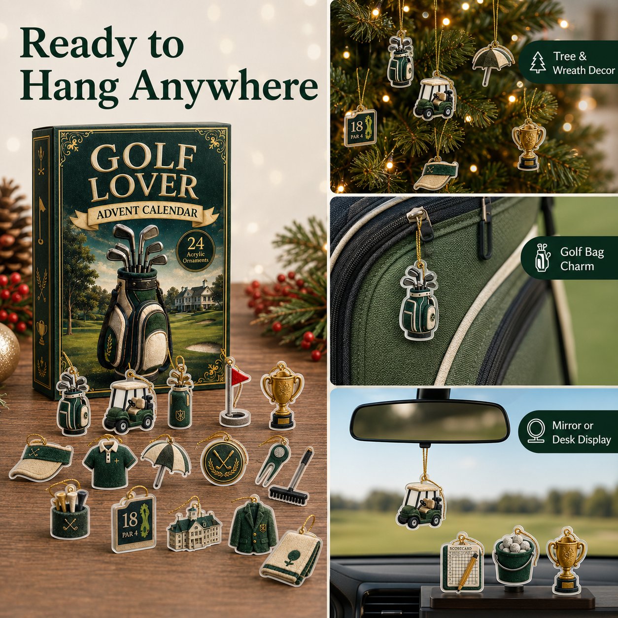 🎄⛳24-Day Golf Charm Holiday Countdown 🎁✨