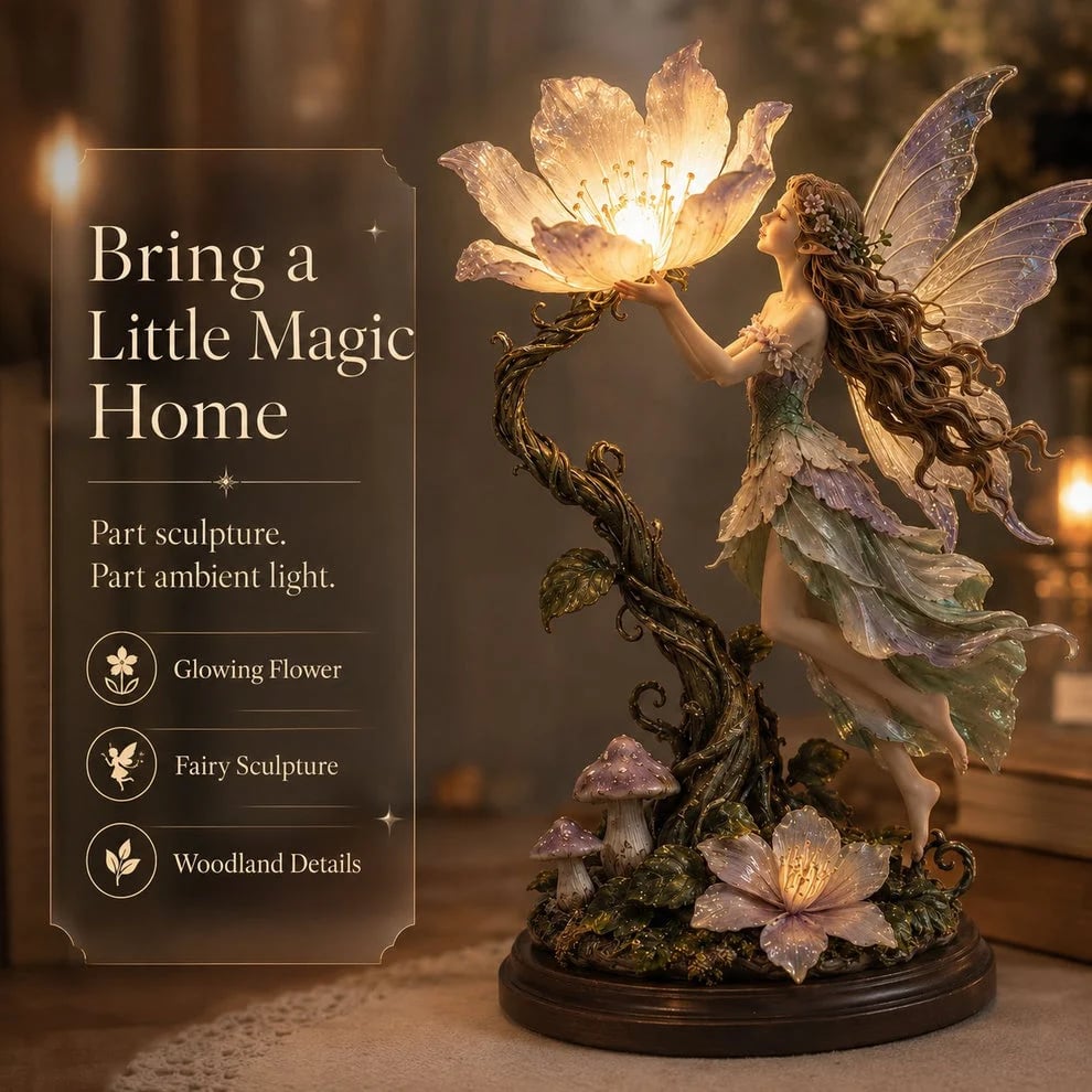 🧚🌺 Glowing Fairy Garden Sculpture – Magical Floral Ambient Light for Cozy Spaces 🌙