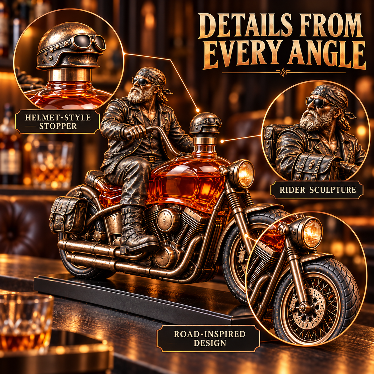 Old Biker Soul Motorcycle Whiskey Decanter