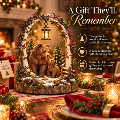 🔥LAST DAY 50% OFF - 🐻Woodland Bear Family Lantern – Lighted Christmas Forest Tabletop Decor 🎄