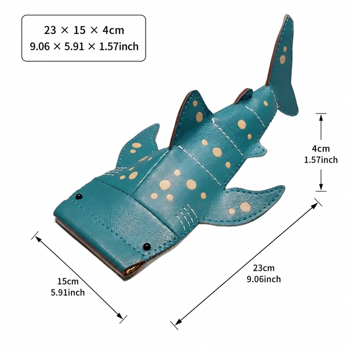 🦈Handmade Cute Whale Shark Leather Pouch | Fun Pinch-to-Open Pouch