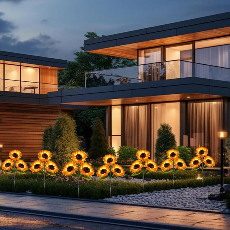 2-Piece Solar LED Sunflower Garden Lights, Realistic