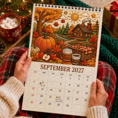 🎨Color The Year 2027: Trace-By-Groove Creative Calendar📅| Seasonal Guided Coloring Wall Calendar With Markers