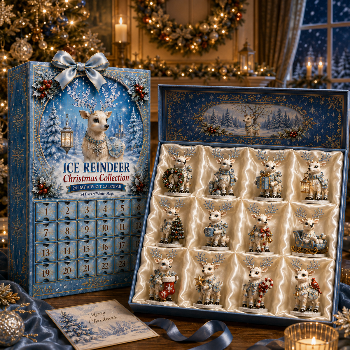 ✨24-Day Christmas Countdown Advent Calendar –Snowy Reindeer Ornament