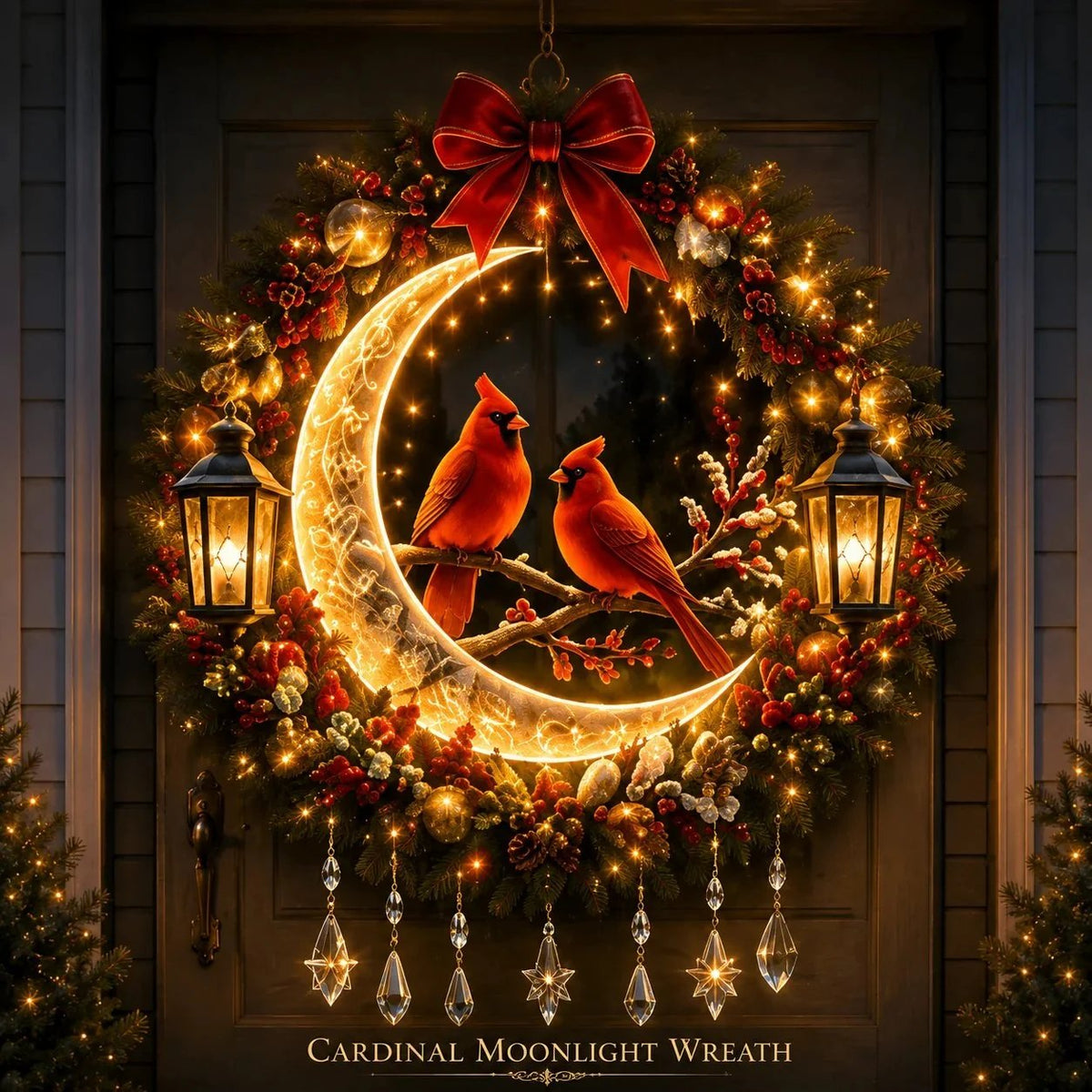 🎄✨ Christmas Moonlight Wreath Collection – Lighted Holiday Door Decor