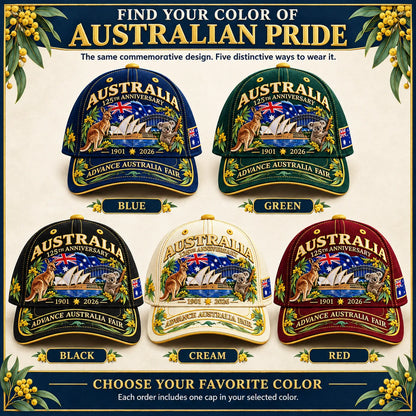 💝LAST DAY 49% OFF - 🦘 Australia 125th Anniversary 1901–2026 – Premium Embroidered Heritage Cap | Cotton-Poly Blend • Detailed Embroidery • Adjustable Fit 🇦🇺
