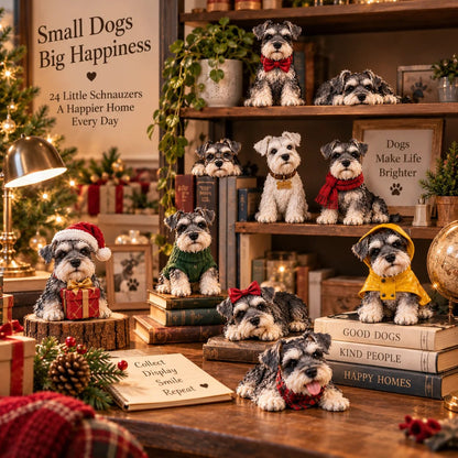 24 Days of Mini Schnauzer Magic – 24-Piece Dog Figurine Surprise Countdown Collection, Cute Christmas Gifts for Schnauzer Lovers