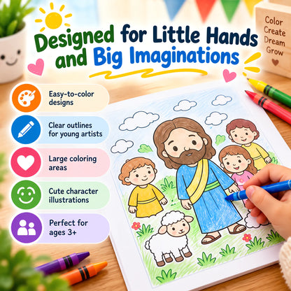 Love in Faith | Life of Jesus Toddler Coloring Book, Preschool Illustrated Activity Book for Kids