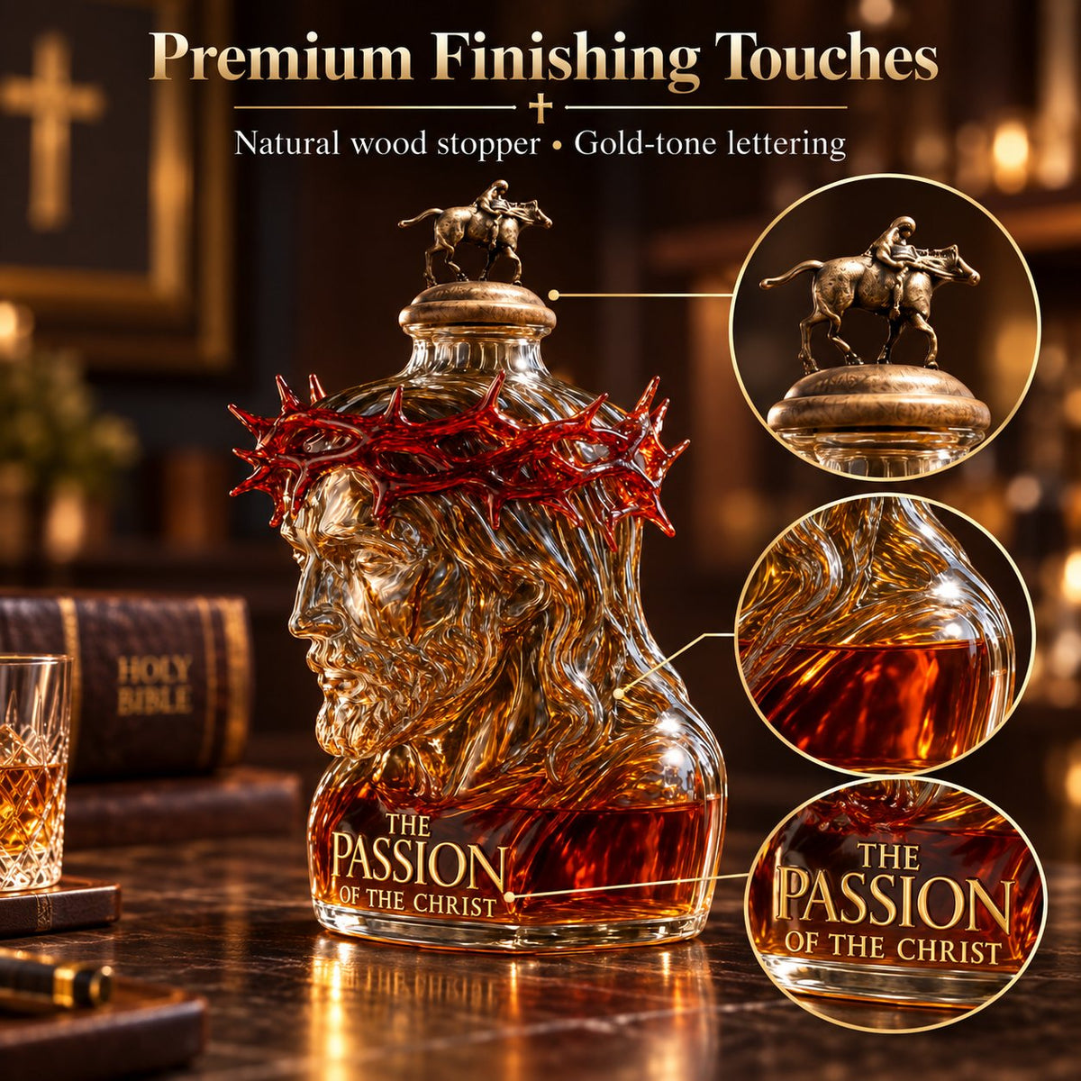 Sculpted Passion of the Christ Decanter | Premium Collectible Glass Bottle