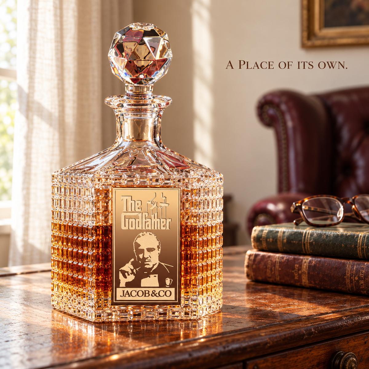 🥃 The Godfather-Inspired Whiskey Decanter | Faceted Stopper, Gold-Tone Details & Classic Cinema Style 🎬