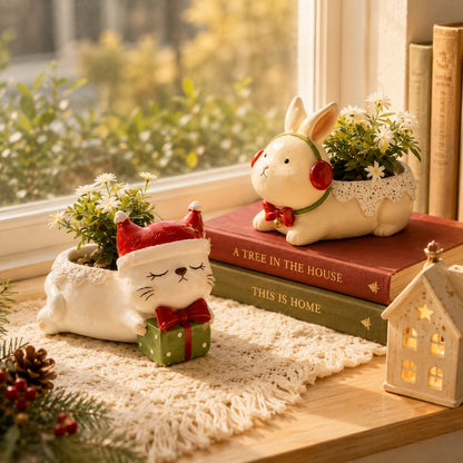 🌿Whimsical Christmas Animal Succulent Planters