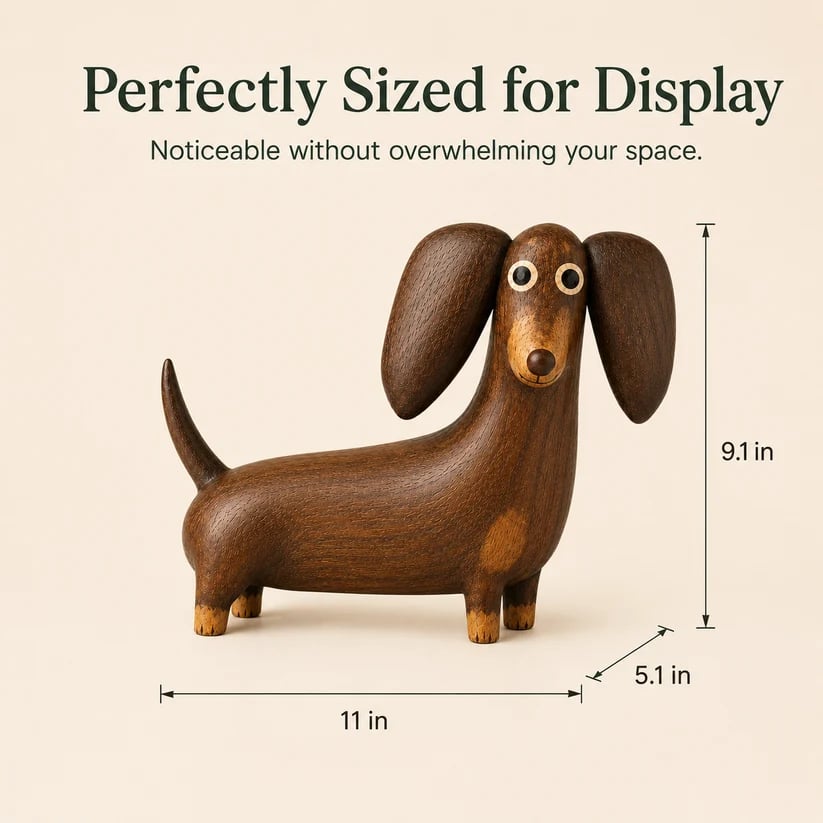 💯💡Whimsical Wood-Look Dachshund Sculpture