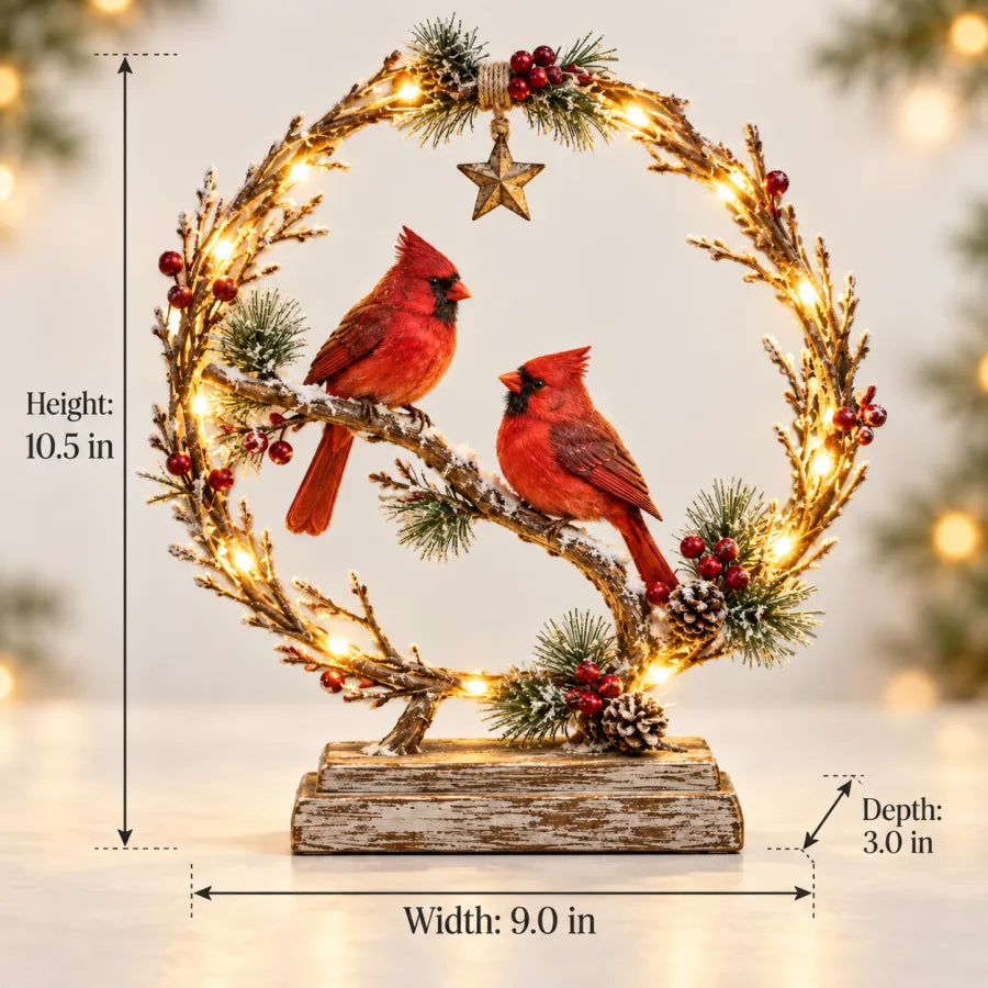 Product dimensions for Lighted Cardinal Tabletop Decor