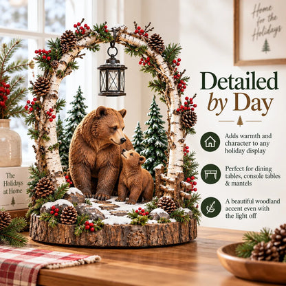 🔥LAST DAY 50% OFF - 🐻Woodland Bear Family Lantern – Lighted Christmas Forest Tabletop Decor 🎄