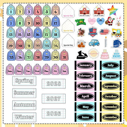 🍎📅 Back to School 2026-2028 Classroom Pencil Calendar Pocket Chart | Fun Learning Tool for Teachers