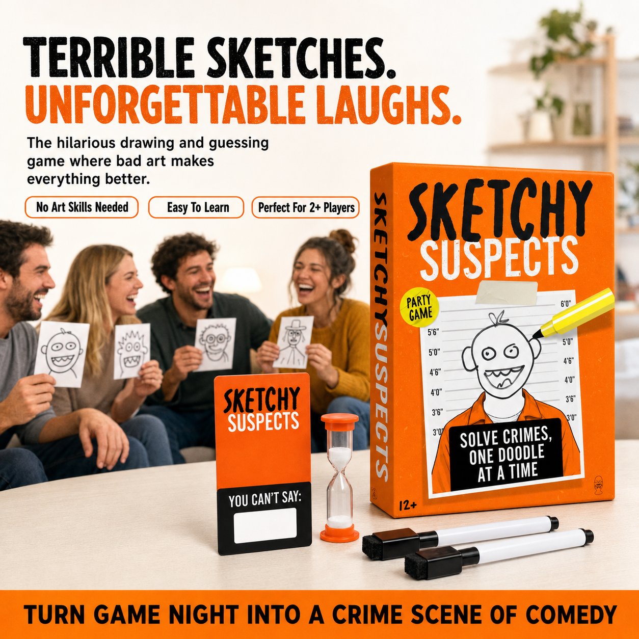 🔥 LAST DAY 49% OFF – 🚨 Sketchy SuspectsTM Police Sketch Party Game | Hilarious Drawing & Guessing Game for Ages 12+, 2+ Players, Family Nights & Parties ✏️😂