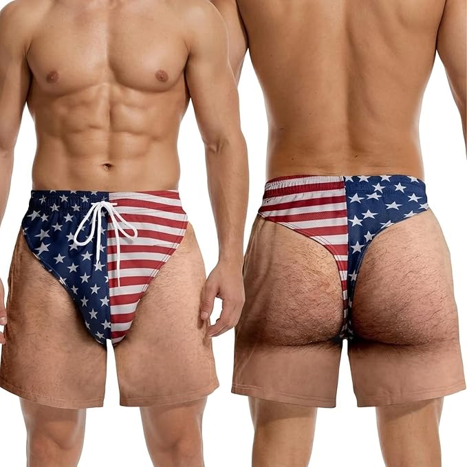 🌊🩳Funny American Flag Swim Trunks for Men – Unique Summer Gift for Beach Lovers