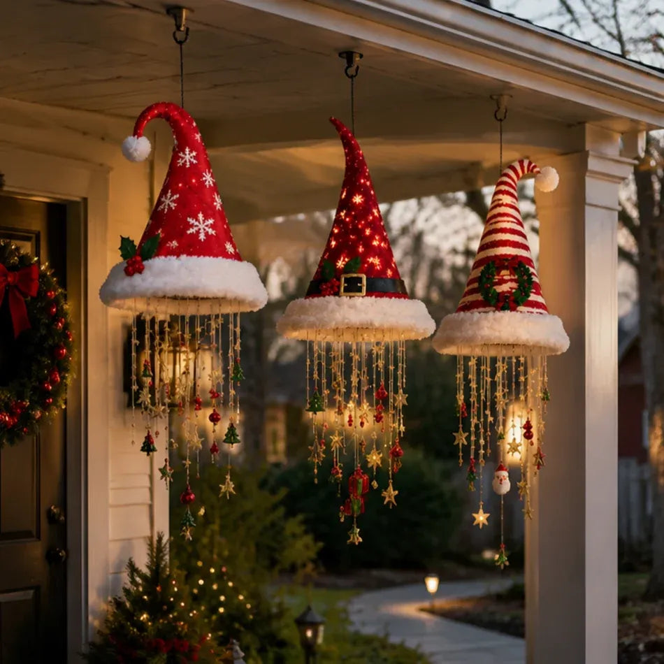 🎅 Lighted Santa Hat Hanging Chandelier 🎄