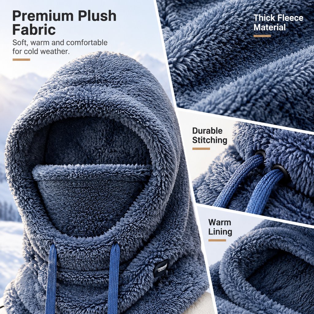 Damen-Fleece-Winterradmaske und -mütze mit Kapuze für kaltes Wetter (Modelljahr 2026)