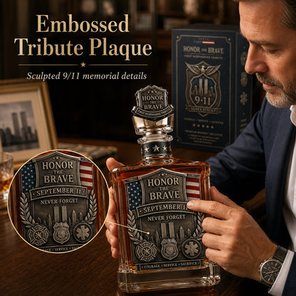 Honor the Brave Relief Decanter & Emblem – Hero Commemorative Ornament for Home Bar Display