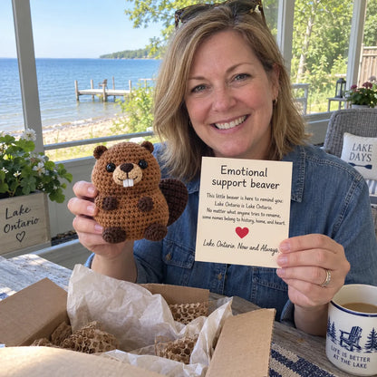 ⏳ Last Day 49% OFF – 🦫 Lake Ontario Emotional Support Beaver Crochet Keepsake | 5 Canadian-Inspired Personalities with Matching Message Cards for Cottage Families, Lake Lovers & Meaningful Gifts 🍁