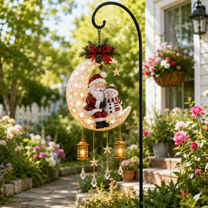 🎄 Lighted Santa &amp; Snowman Crescent Moon Christmas Hanging Decor