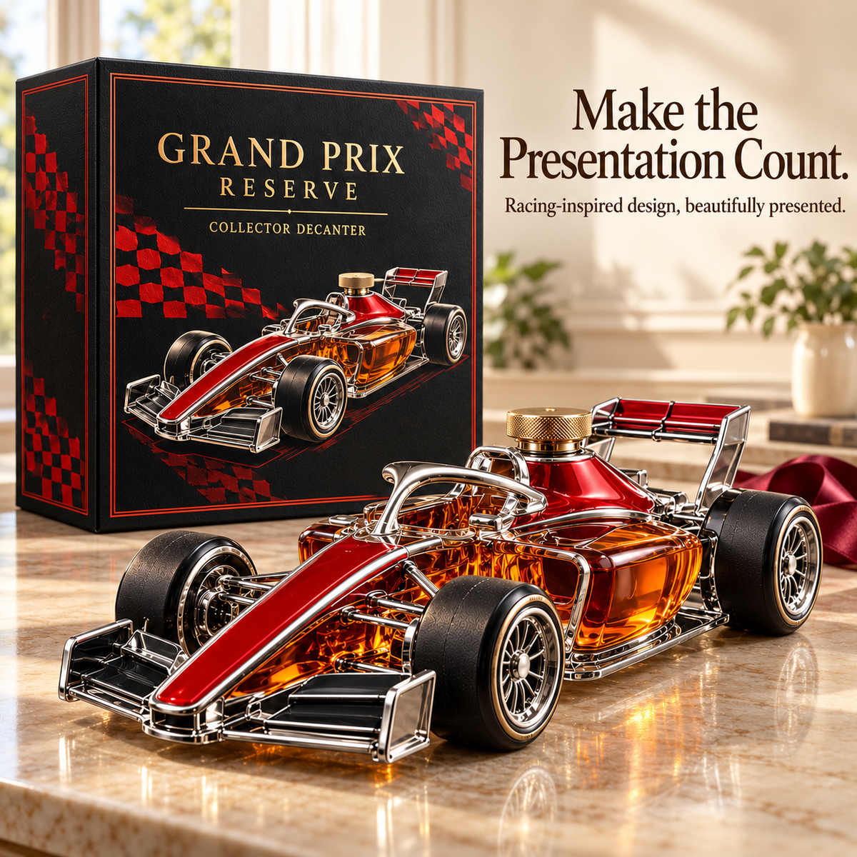 Open-Wheel Racing Car Whiskey Decanter – Collector Bottle & Gift for Motorsport Fans