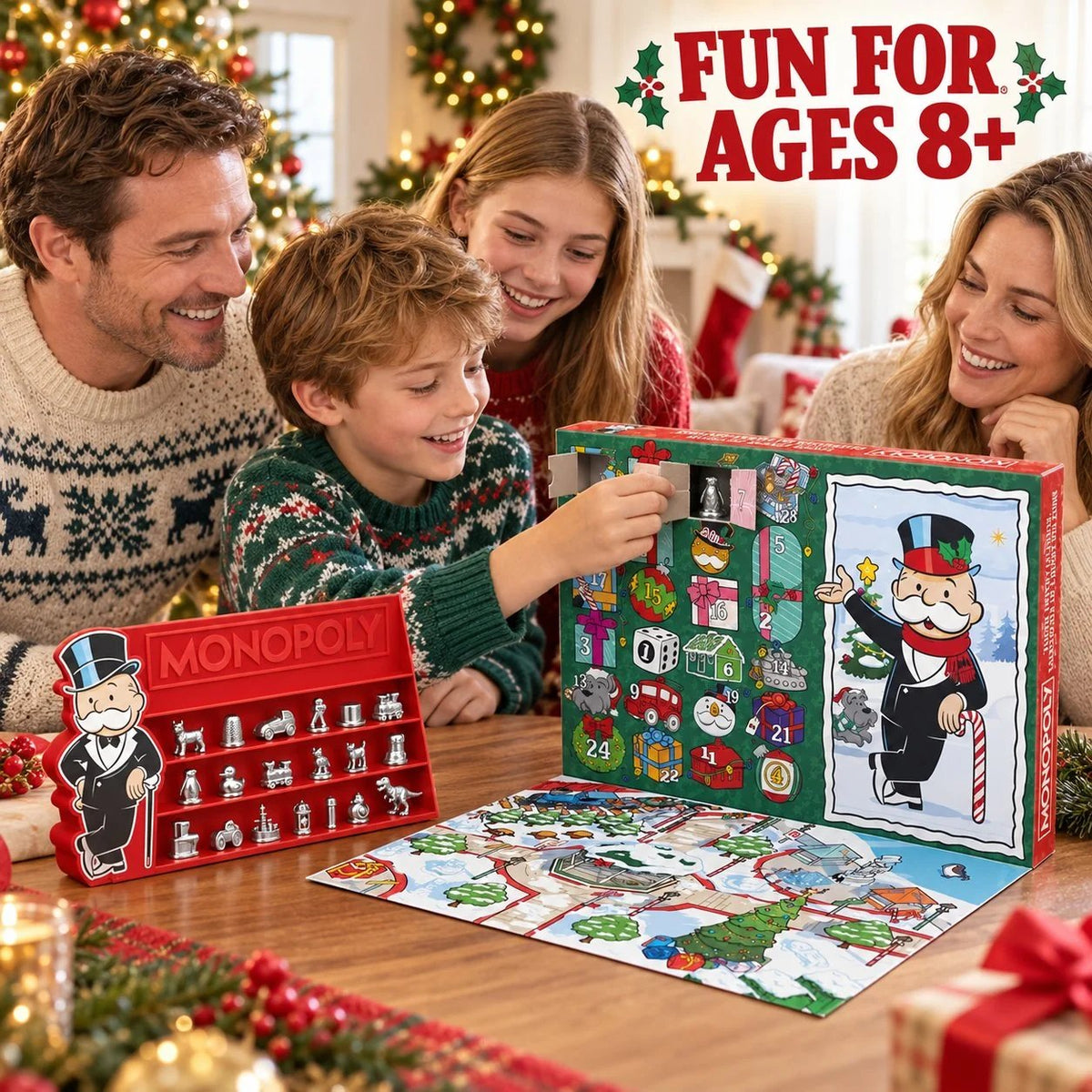 🎲 Monopoly Token Advent Calendar | 24 Collectible Game Tokens with Display Stand for Christmas Countdown Fun 🎄