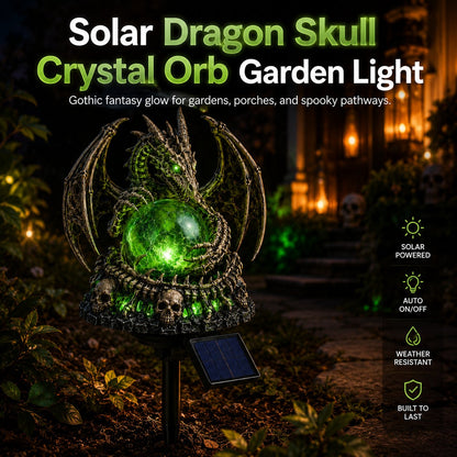 🐉💀 Solar Dragon Skull Crystal Orb Garden Light