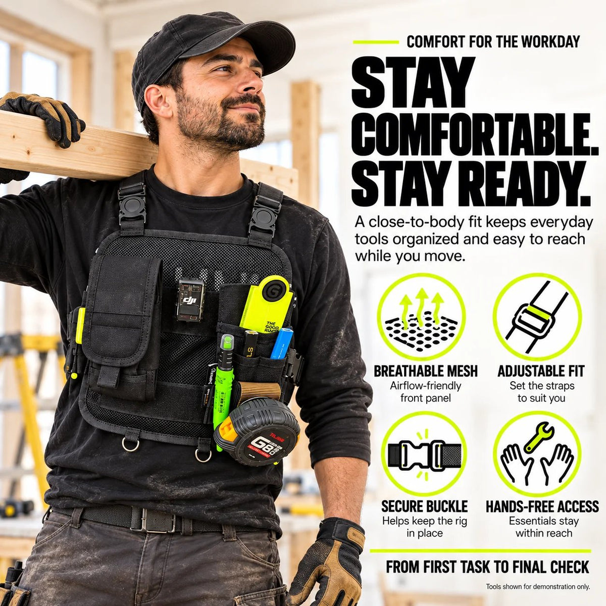 🛠️ Hands-Free Multi-Pocket Chest Tool Organizer – Keep Every Essential Within Reach