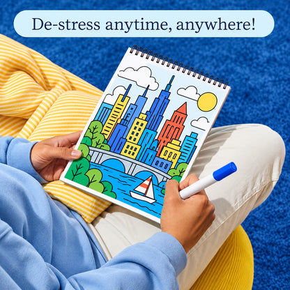 🌿 Trace-By-Groove Guided Flow Art Coloring Pad with Double-Sided Markers 🎨