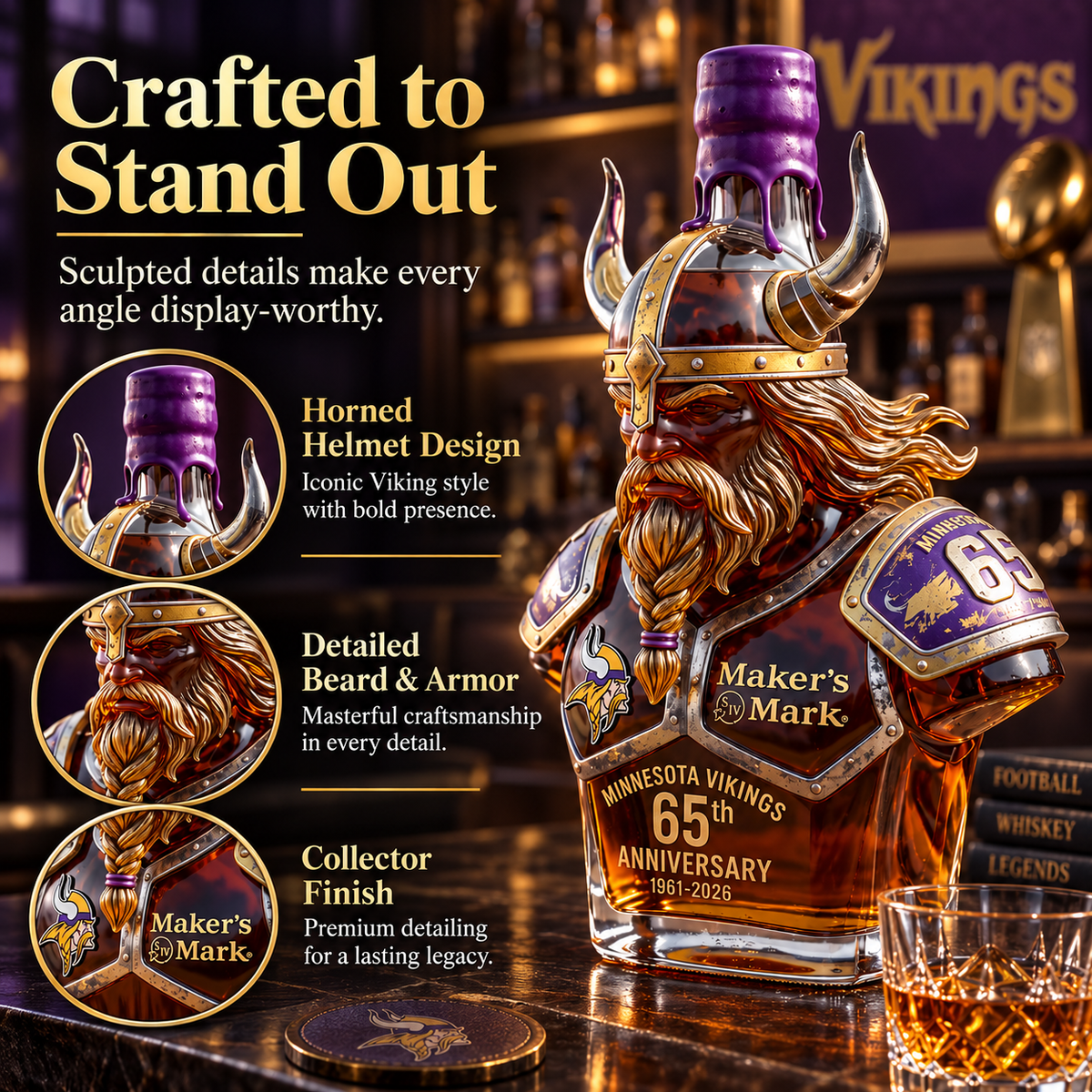 'God of War of the North' 3D Bust-Shaped Whiskey Bottle