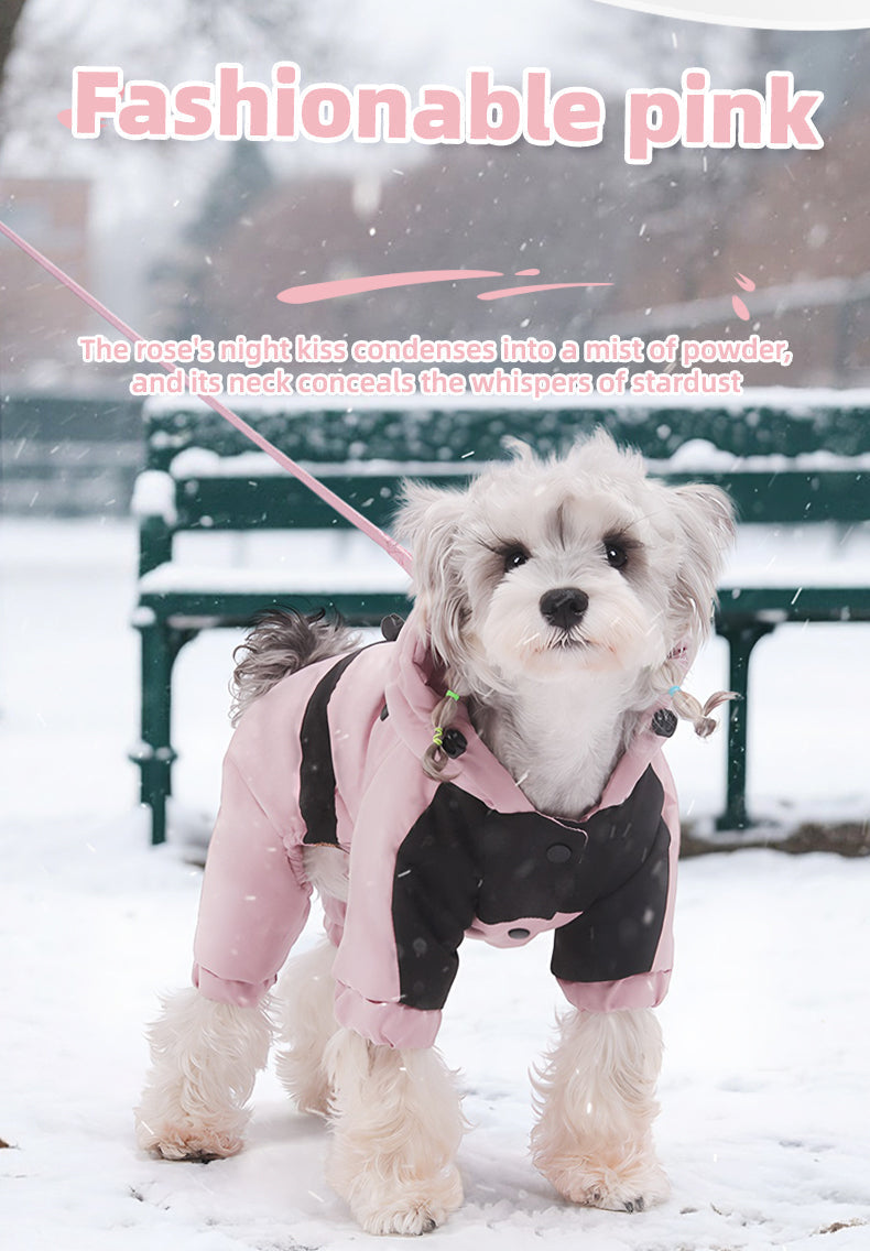 Dog Winter Snowsuit — Graphene Thermal Lining, Full Four-Leg Coverage, Hooded, Water-Resistant