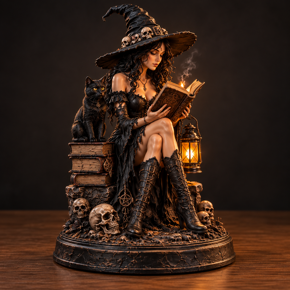 🖤🥀 Till Death Do Us Part – Gothic Witch & Skeleton Lovers Statue