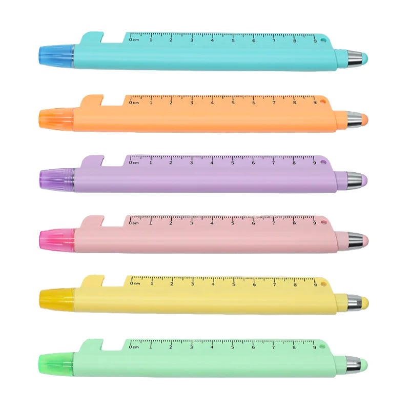 🖊️5-in-1 Multifunction Ruler Stylus Pen – 0.5mm Writing & Marker Tool