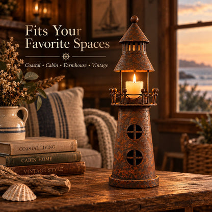 🕯️ Vintage Lighthouse Candle Lantern-Bring the Warm Glow of an Old Lighthouse Home🎁