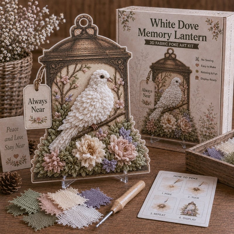 🔥🎁🕊️ Always Near 3D Fabric Poke Art Memory Lantern Kit