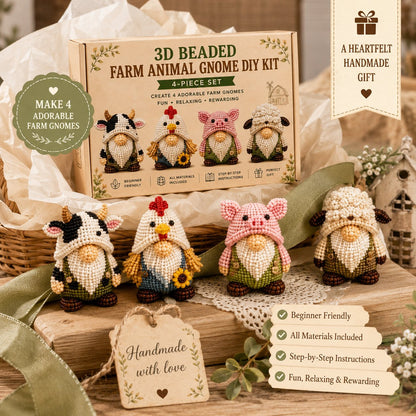 🔥Last Day 70% OFF❤️3D Beaded Farm Animal Gnome DIY Kit