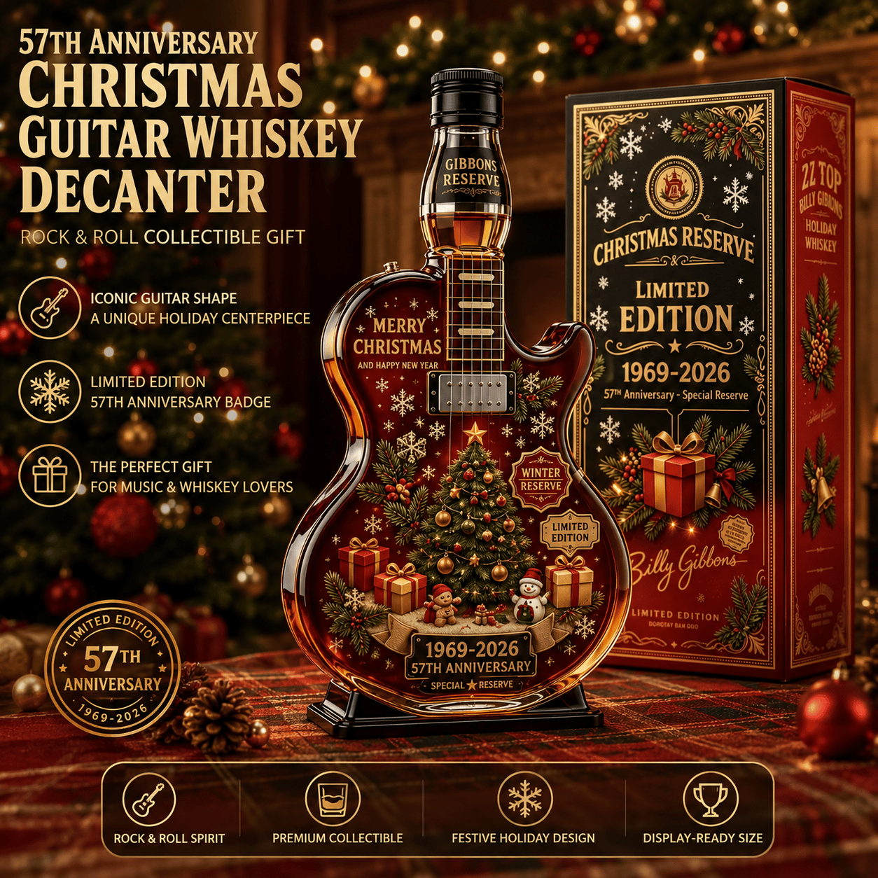 🎸🎄 Rockin’ Christmas Guitar Collector Display – 1969–2026 Anniversary Edition