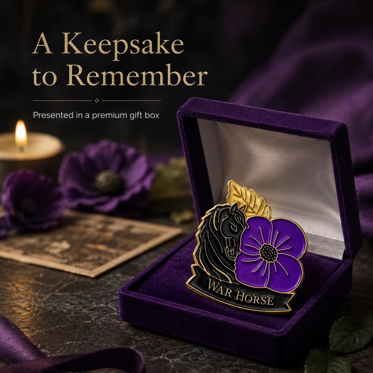 🎁 Limited Edition War Horse Purple Poppy 111th Anniversary Remembrance Brooch
