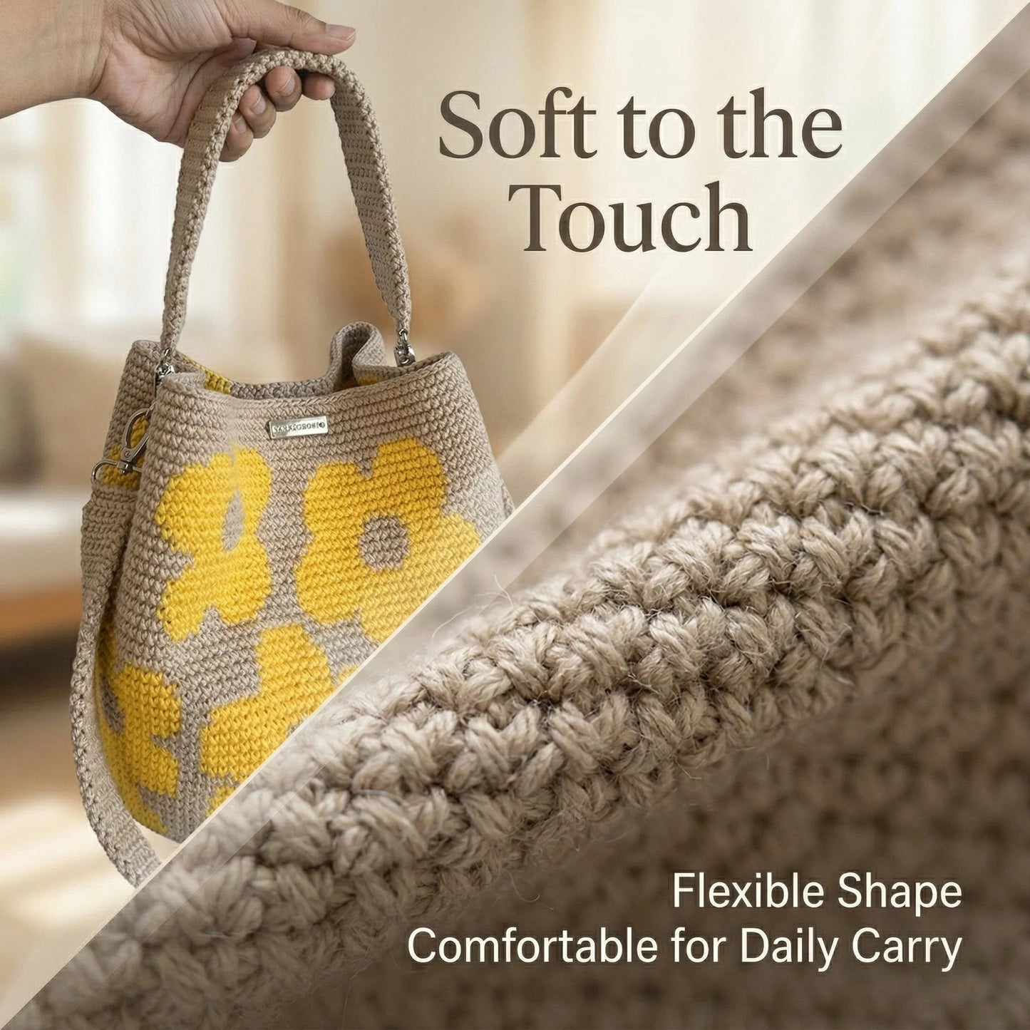 Handmade Crochet Flower Tote 🌼