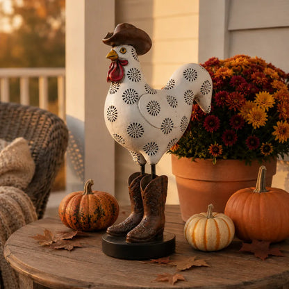 Vintage Cowboy Rooster Sculpture