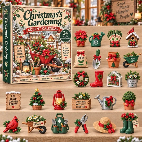Christmas Gardening Advent Calendar with 24 garden-inspired ornaments