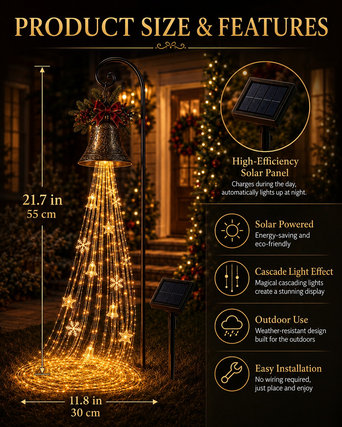 Christmas Bell Cascade size and product features